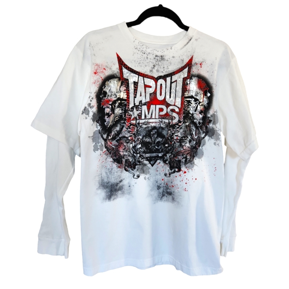 Tapout MPS Y2K mens white shirt with thermal long sleeves size medium